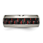 Carbon Fiber Inlay Wedding Band in Titanium, 8mm