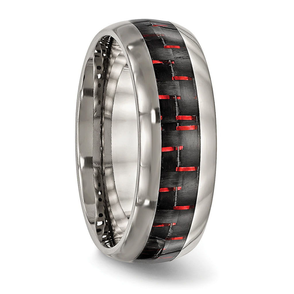 Carbon Fiber Inlay Wedding Band in Titanium, 8mm