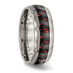 Carbon Fiber Inlay Wedding Band in Titanium, 8mm