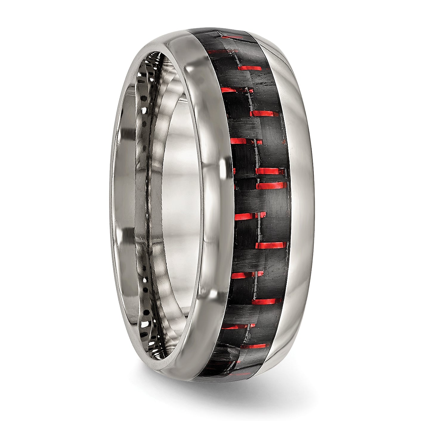 Carbon Fiber Inlay Wedding Band in Titanium, 8mm