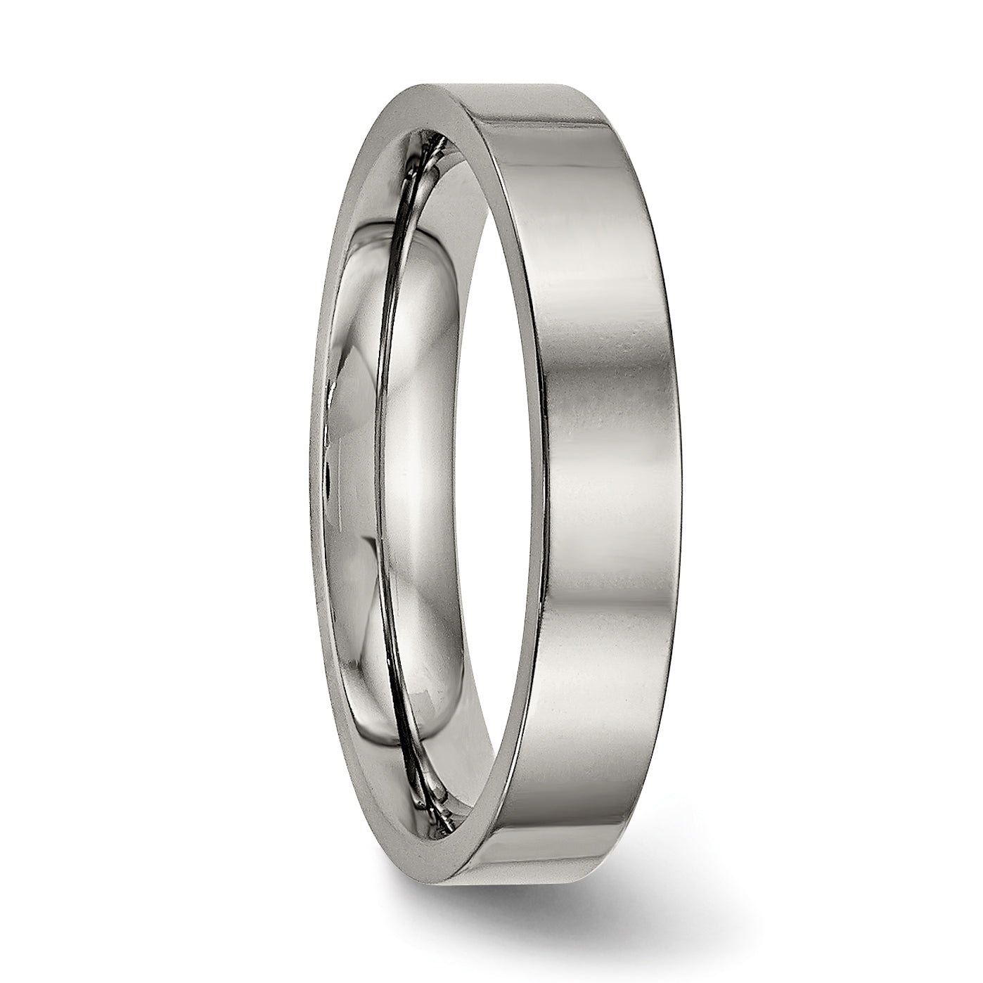 Titanium Polished 4mm Flat Comfort Fit Band