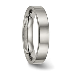 Titanium Polished 4mm Flat Comfort Fit Band