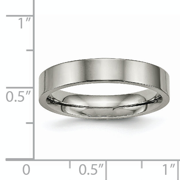 Titanium Polished 4mm Flat Comfort Fit Band