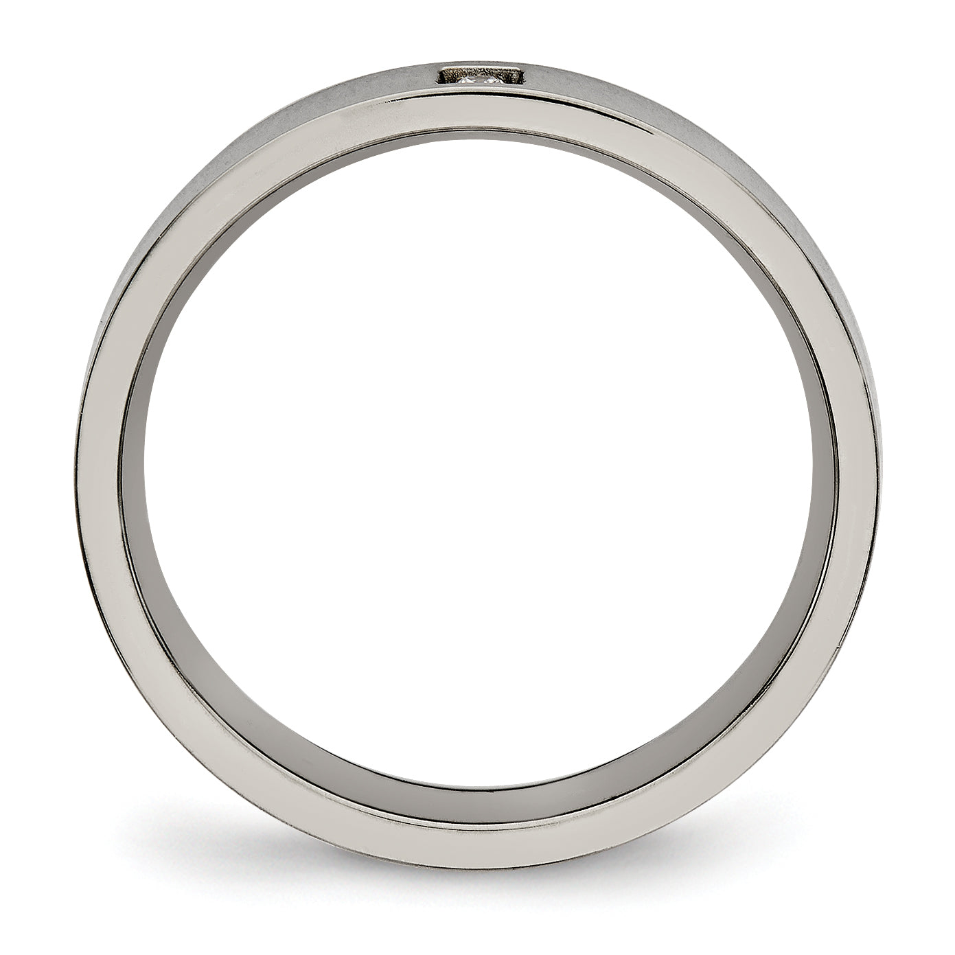 Comfort-Fit CZ Wedding Band in Titanium, 4mm Secondary image