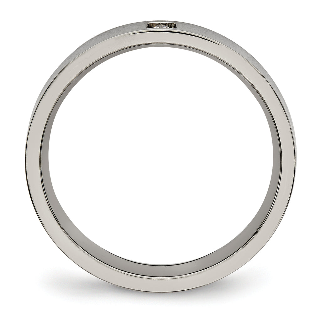 Comfort-Fit CZ Wedding Band in Titanium, 4mm
