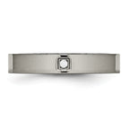 Comfort-Fit CZ Wedding Band in Titanium, 4mm