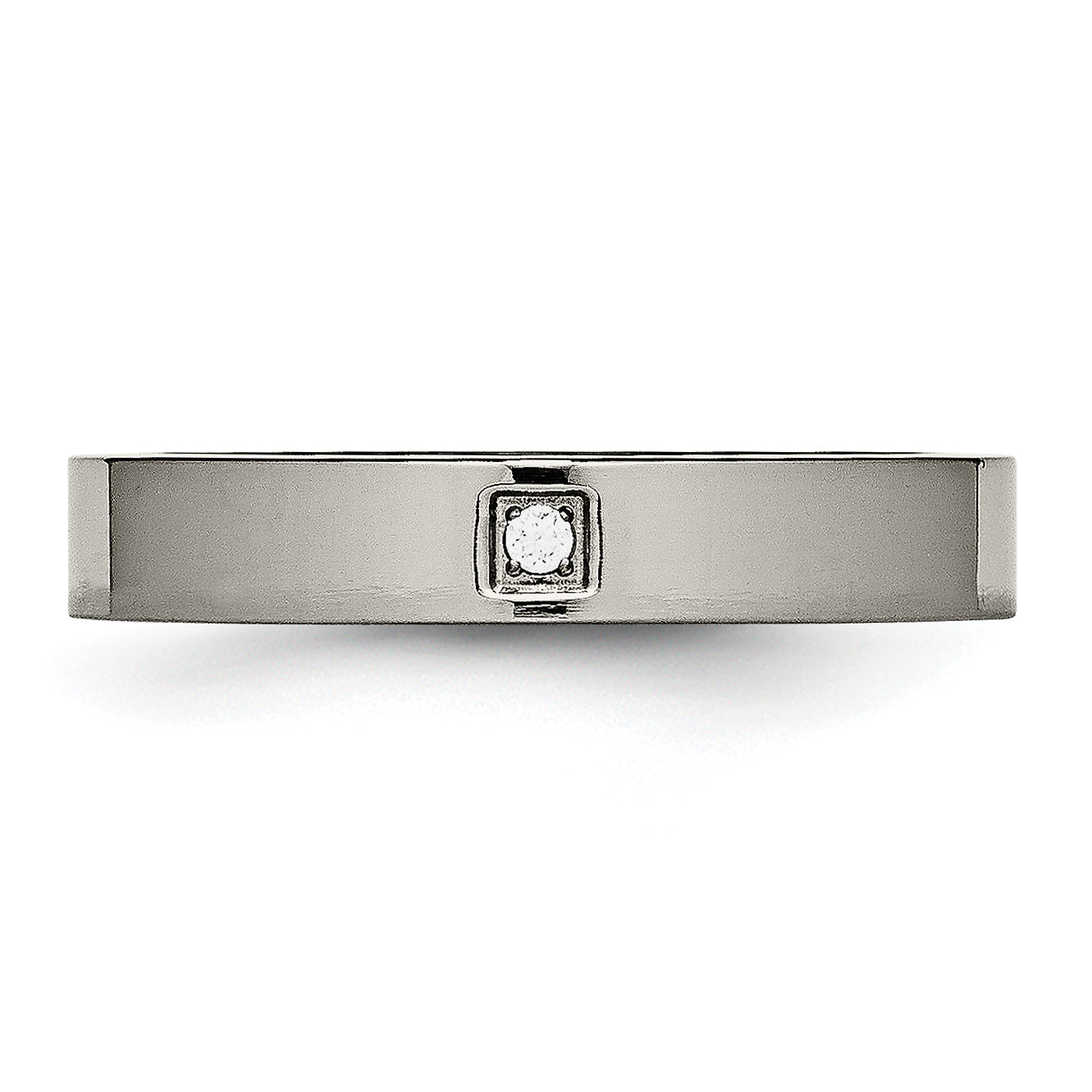 Comfort-Fit CZ Wedding Band in Titanium, 4mm