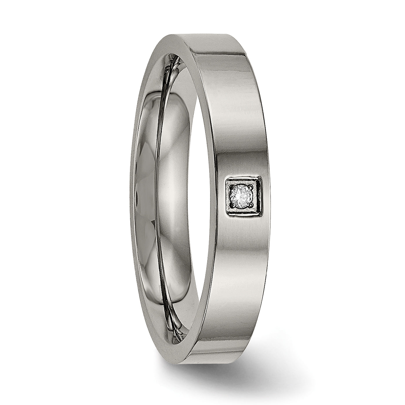 Comfort-Fit CZ Wedding Band in Titanium, 4mm