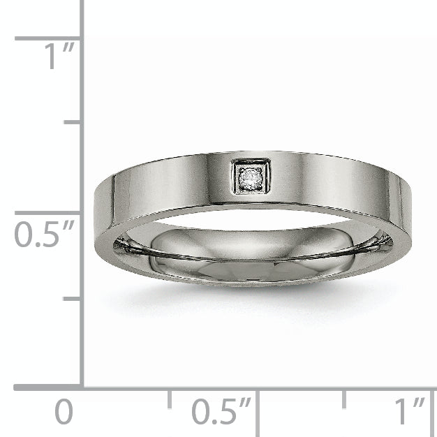 Comfort-Fit CZ Wedding Band in Titanium, 4mm