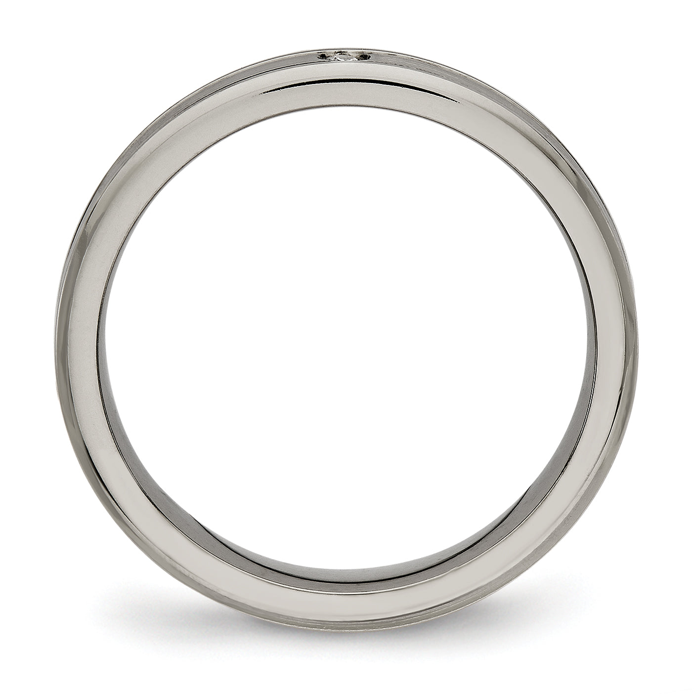 Titanium Comfort Fit Wedding Band with CZ Polished Unisex Design