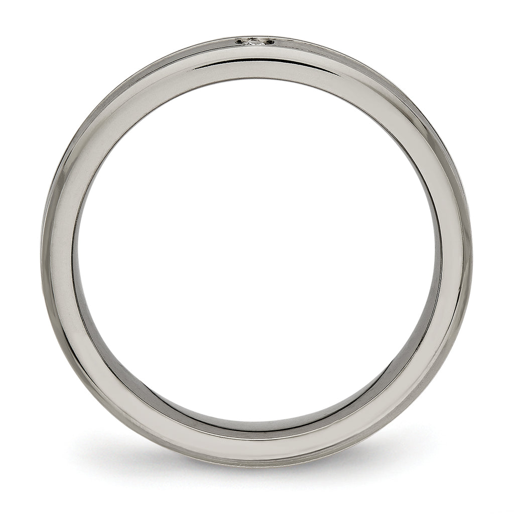 CZ Comfort-Fit Wedding Band in Titanium, 3.75mm