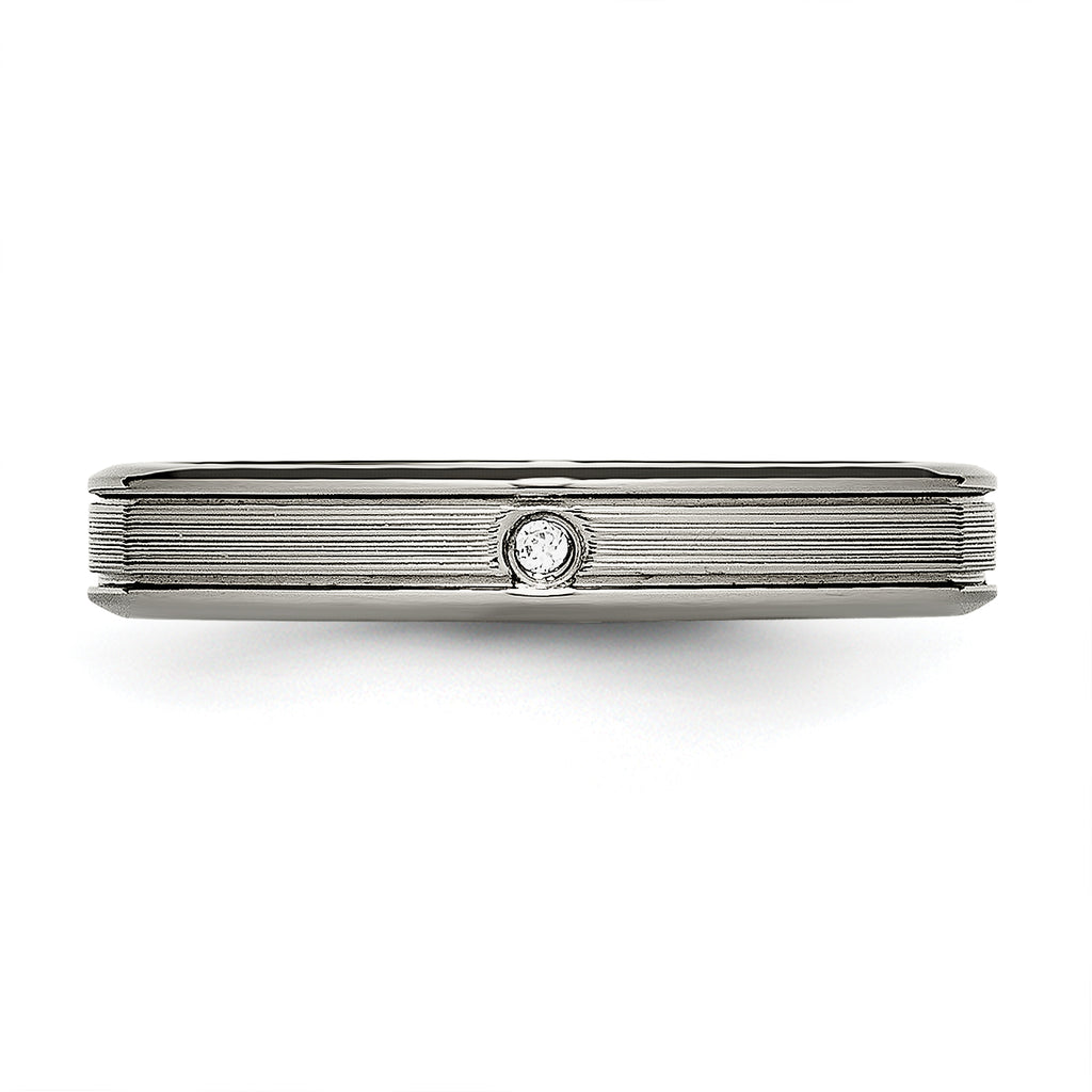 CZ Comfort-Fit Wedding Band in Titanium, 3.75mm