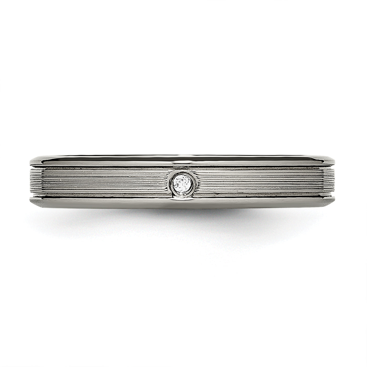 CZ Comfort-Fit Wedding Band in Titanium, 3.75mm