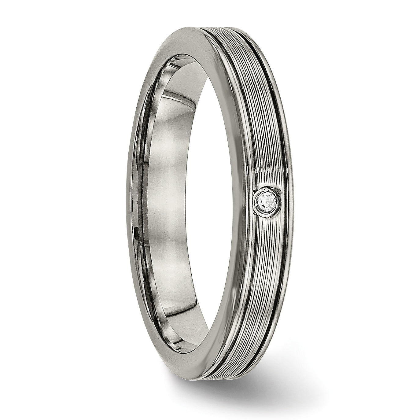 CZ Comfort-Fit Wedding Band in Titanium, 3.75mm