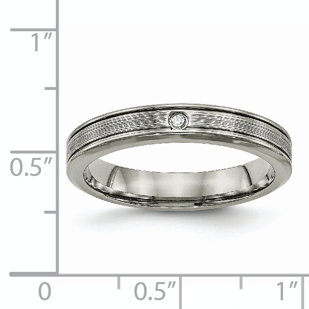 CZ Comfort-Fit Wedding Band in Titanium, 3.75mm