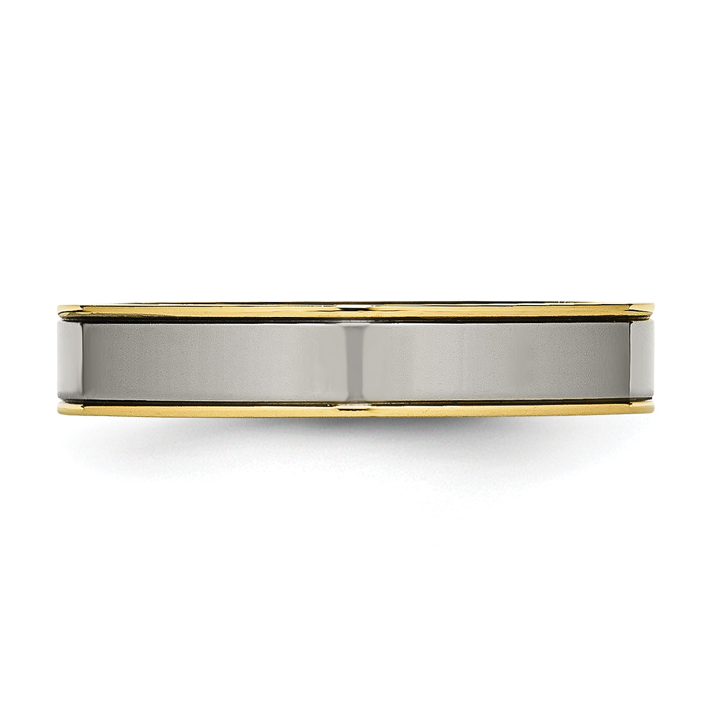 Sophia Jewelers Titanium Unisex Grooved Gold-Tone Comfort Fit Wedding Band - 6