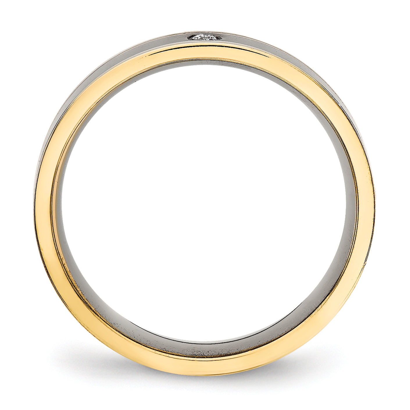 CZ Comfort-Fit Wedding Band in Titanium with Gold IP, 5mm Secondary image