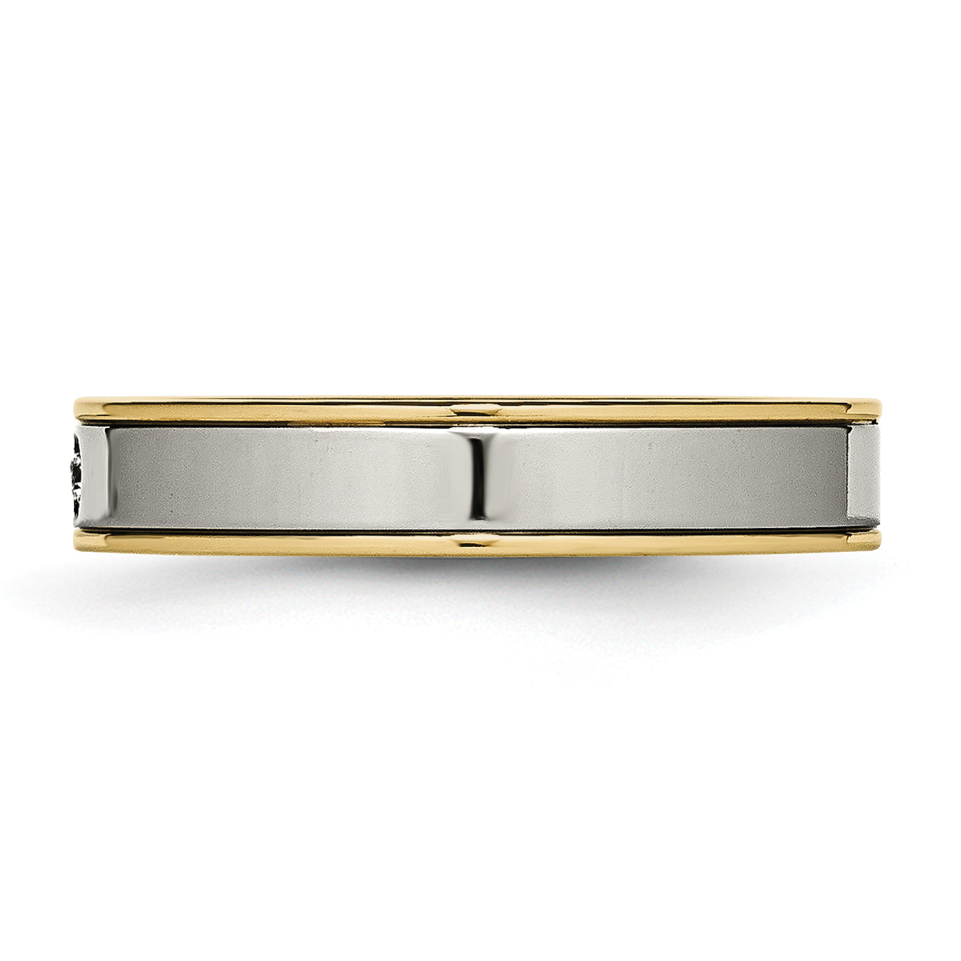 CZ Comfort-Fit Wedding Band in Titanium with Gold IP, 5mm