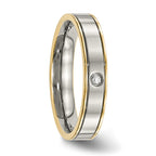 CZ Comfort-Fit Wedding Band in Titanium with Gold IP, 5mm