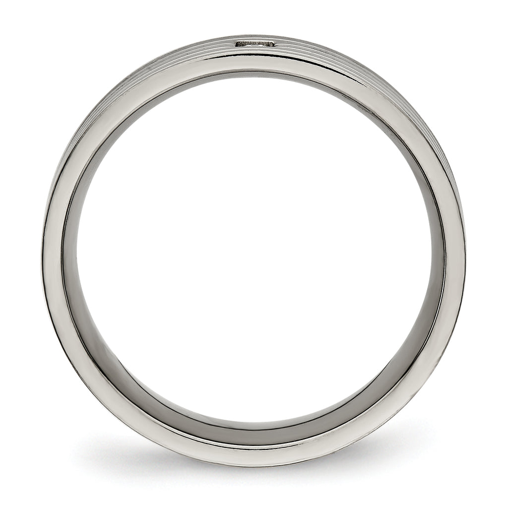 CZ Comfort-Fit Wedding Band in Titanium, 5mm