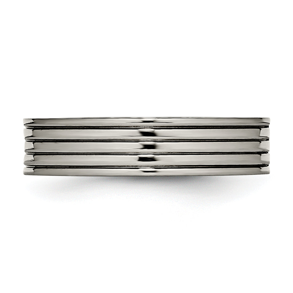 CZ Comfort-Fit Wedding Band in Titanium, 5mm