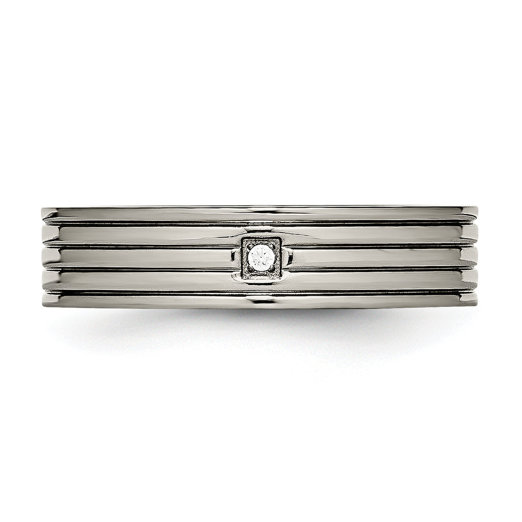 CZ Comfort-Fit Wedding Band in Titanium, 5mm