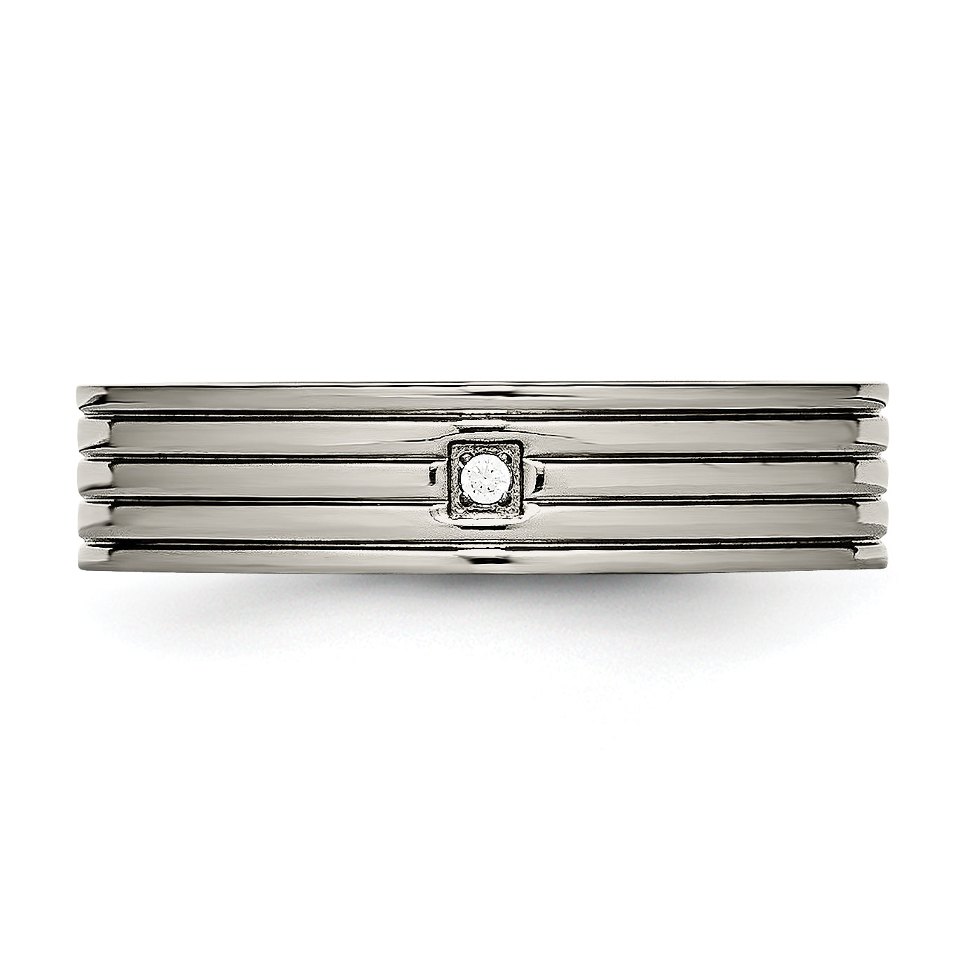 CZ Comfort-Fit Wedding Band in Titanium, 5mm