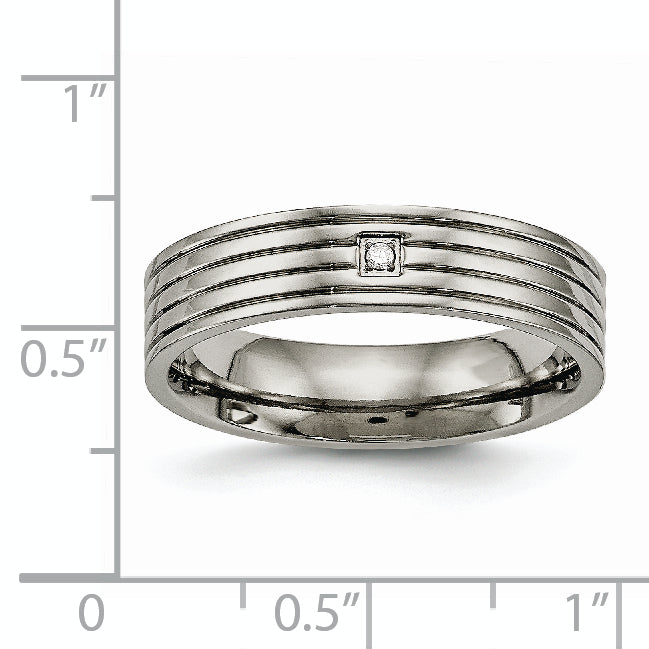 CZ Comfort-Fit Wedding Band in Titanium, 5mm