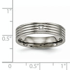 CZ Comfort-Fit Wedding Band in Titanium, 5mm