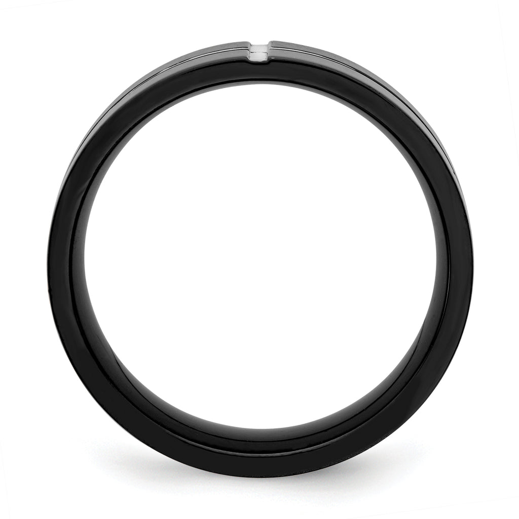 Black IP Grooved Comfort-Fit Wedding Band in Titanium, 8mm