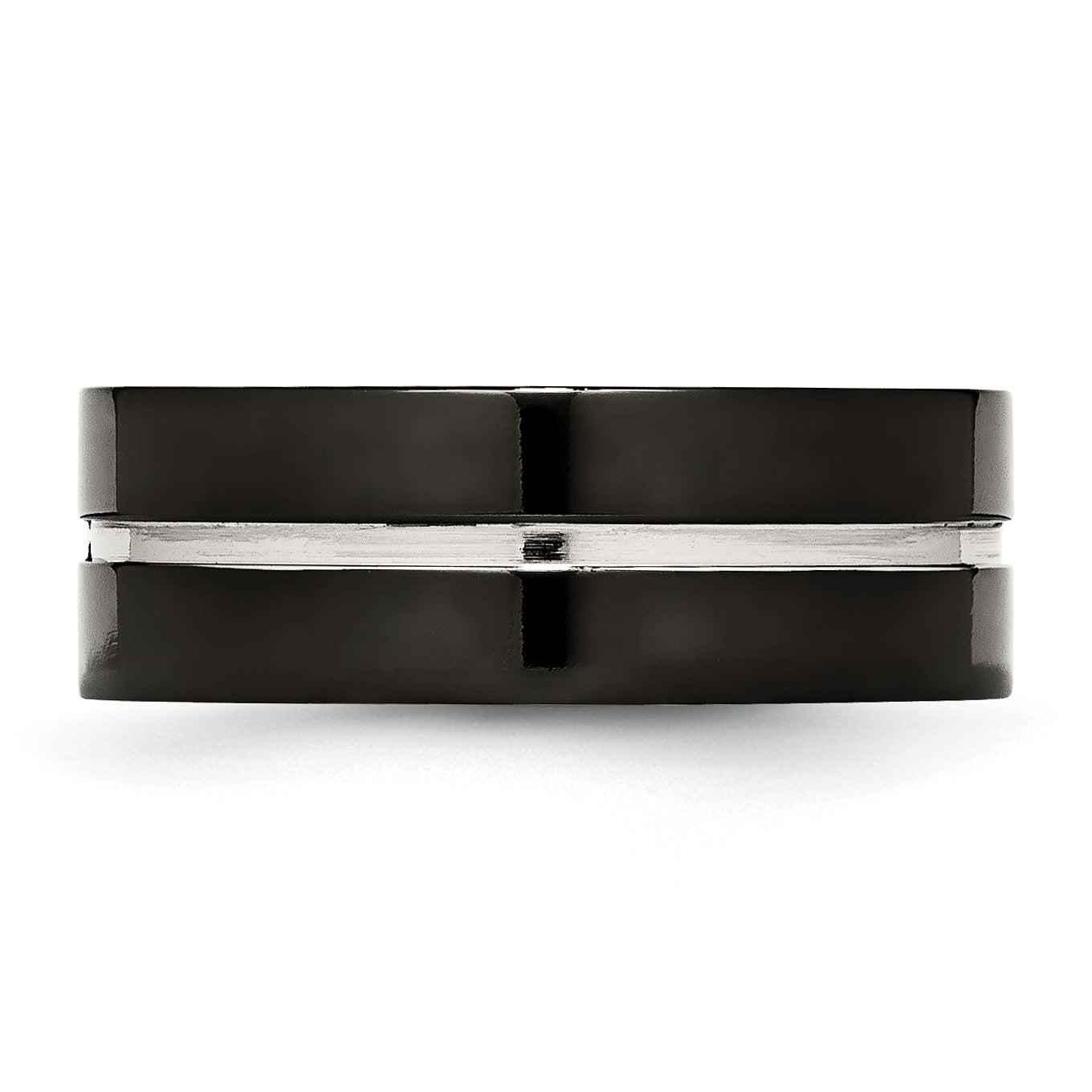 Black IP Grooved Comfort-Fit Wedding Band in Titanium, 8mm