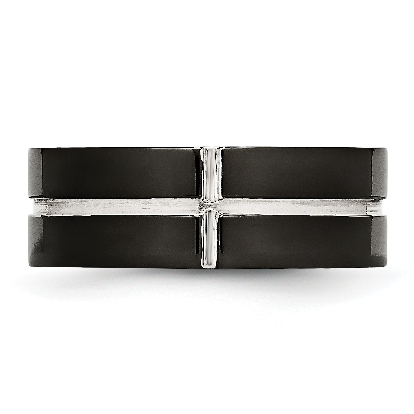 Black IP Grooved Comfort-Fit Wedding Band in Titanium, 8mm
