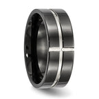 Black IP Grooved Comfort-Fit Wedding Band in Titanium, 8mm