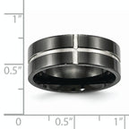 Black IP Grooved Comfort-Fit Wedding Band in Titanium, 8mm