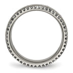 Concave Wedding Band in Titanium with CZ, 6.5mm