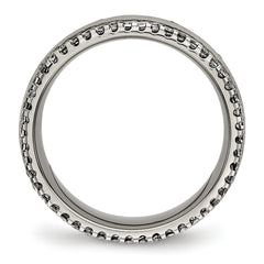 Titanium Polished Unisex Wedding Band with CZ Concave Design