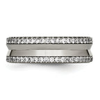 Concave Wedding Band in Titanium with CZ, 6.5mm