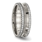 Concave Wedding Band in Titanium with CZ, 6.5mm
