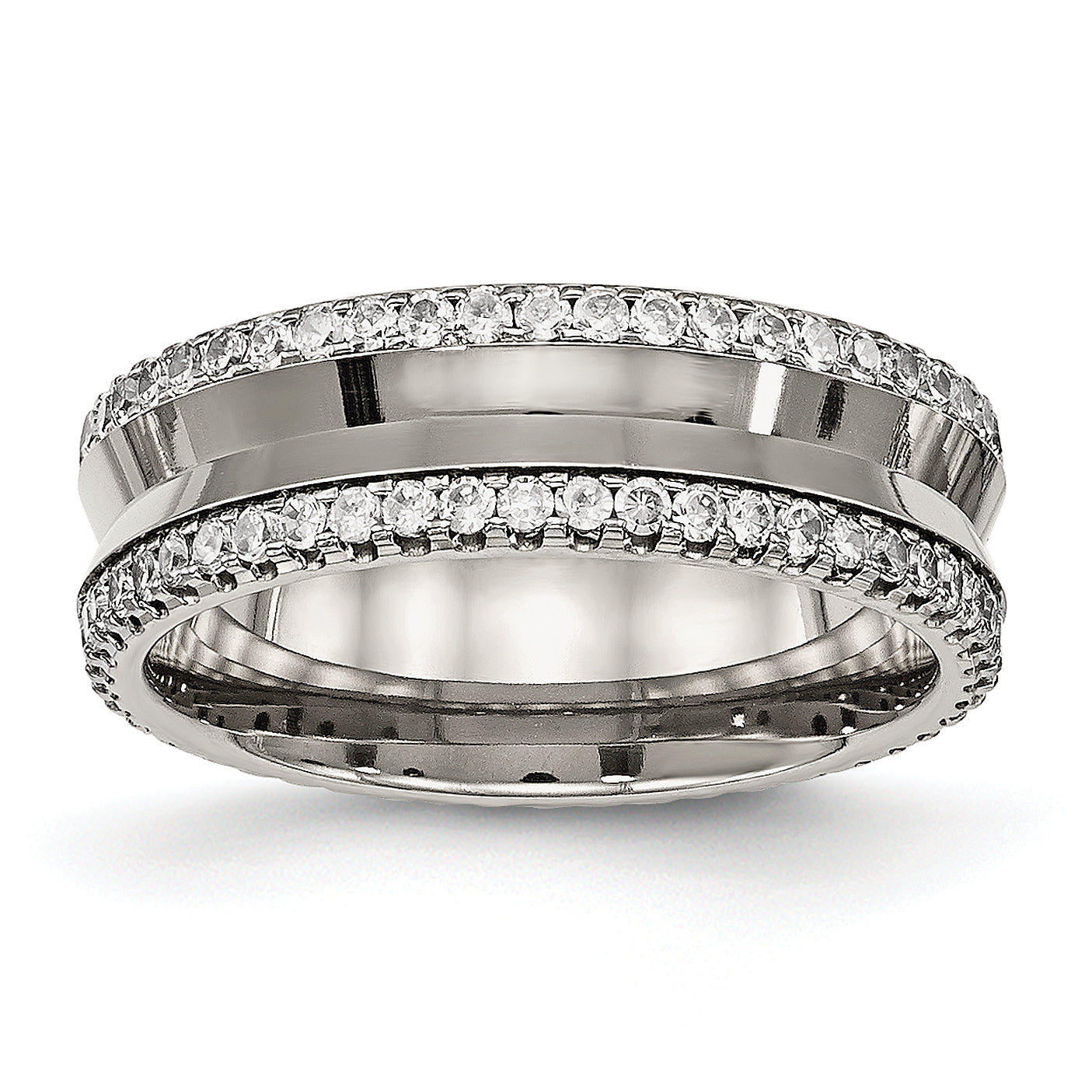Titanium Polished with CZ 6.5mm Concave Band Main image