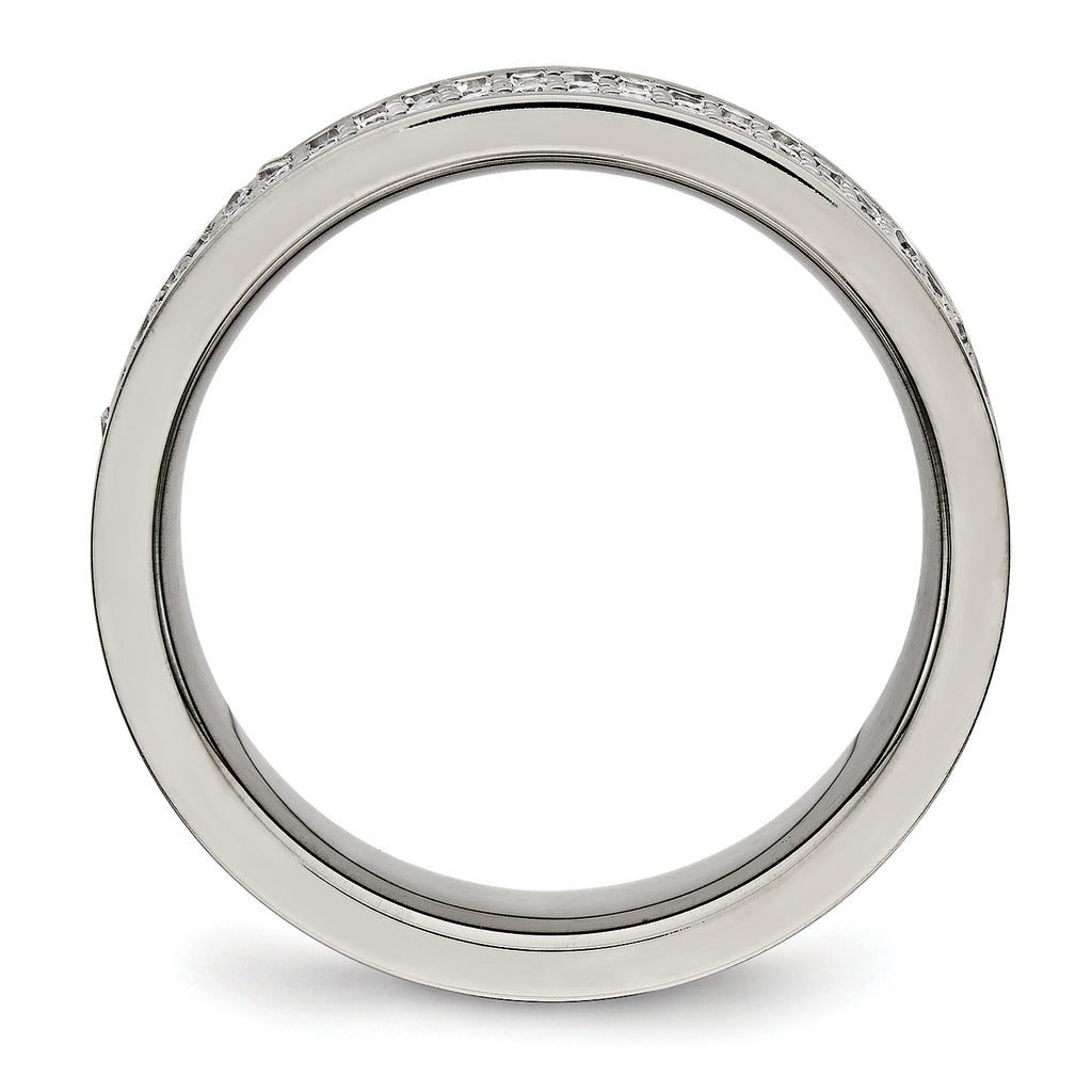 Cubic Zirconia Wedding Band in Titanium, 6mm