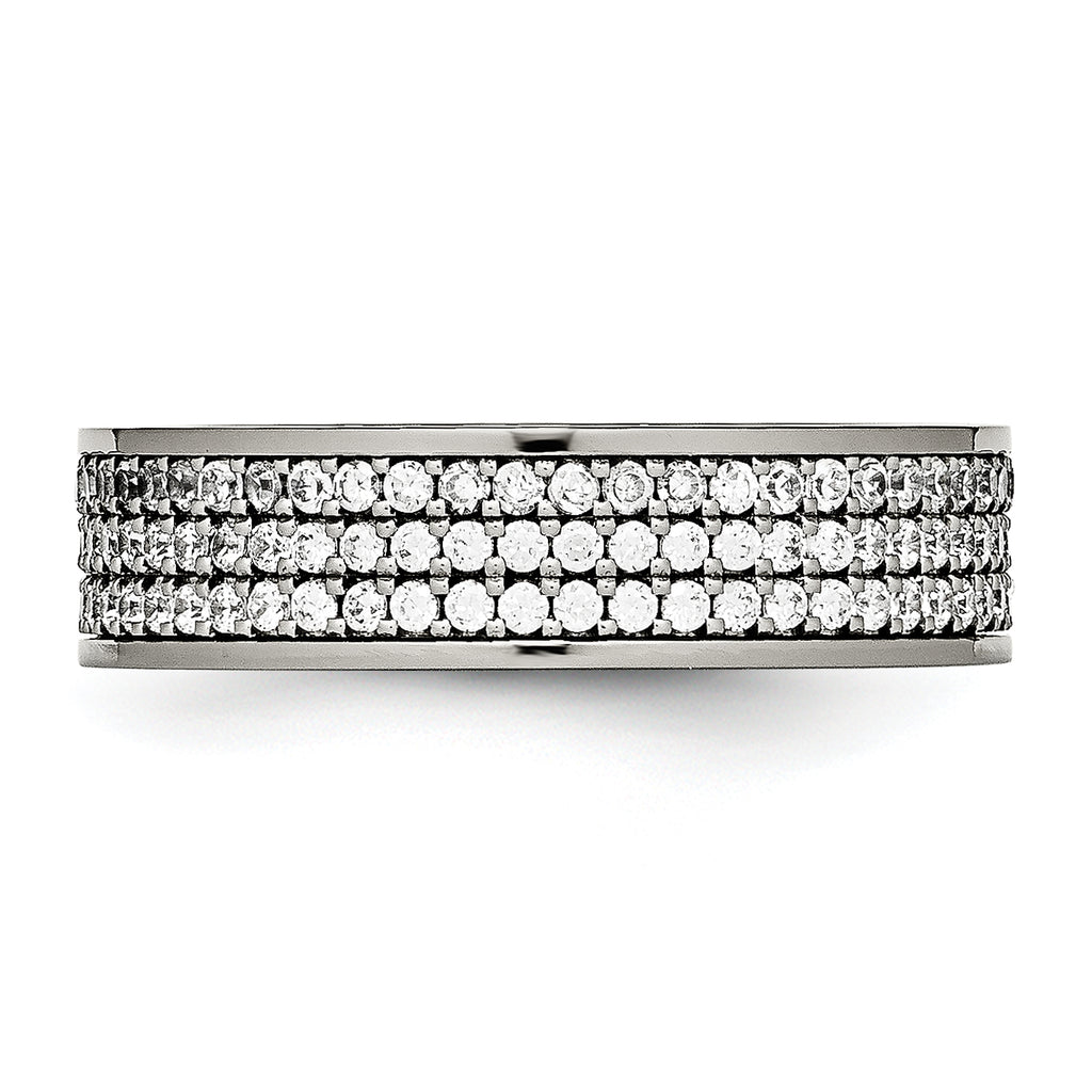 Cubic Zirconia Wedding Band in Titanium, 6mm