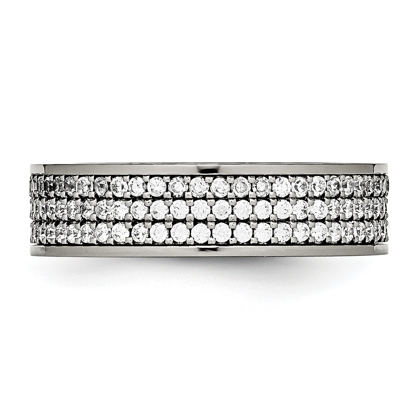 Cubic Zirconia Wedding Band in Titanium, 6mm
