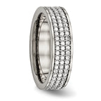 Cubic Zirconia Wedding Band in Titanium, 6mm