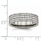 Cubic Zirconia Wedding Band in Titanium, 6mm