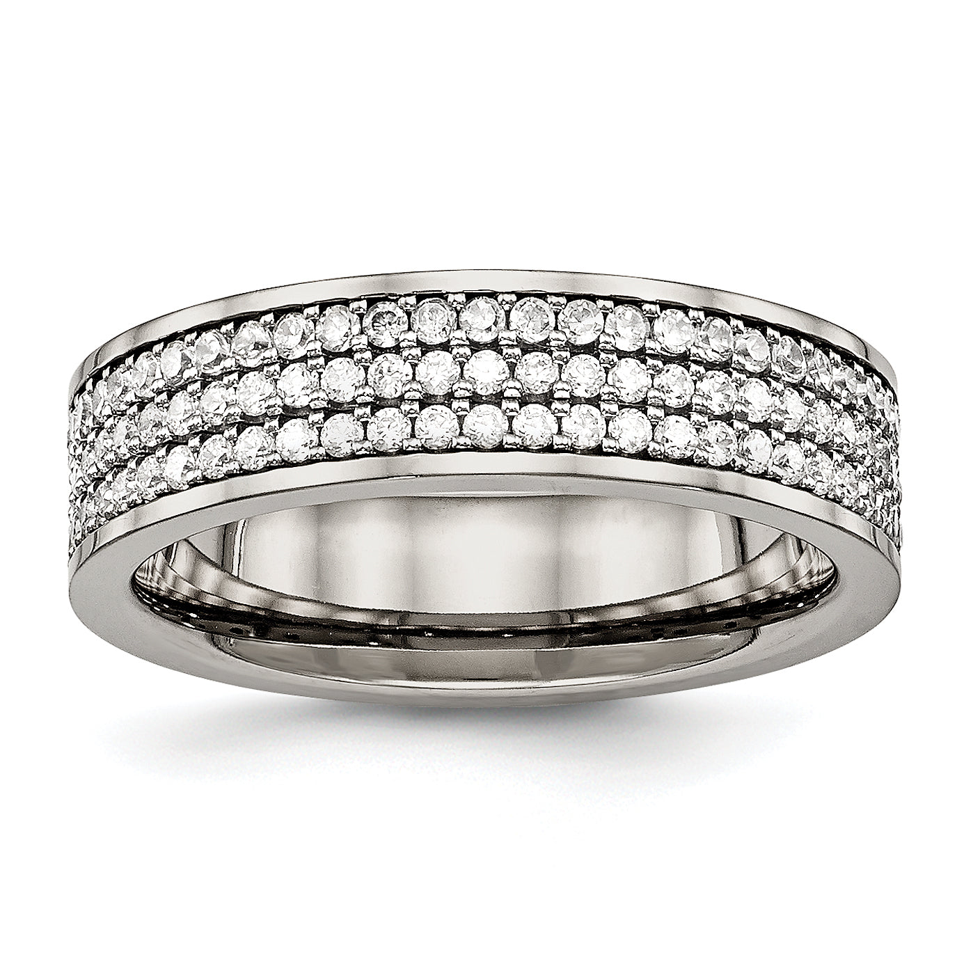 Titanium Polished with CZ 6mm Flat Band Main image