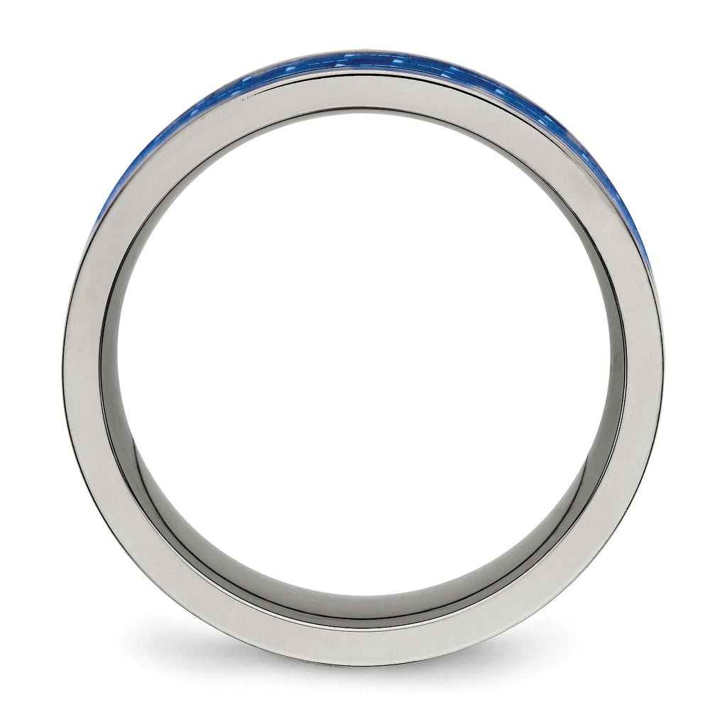 Blue Carbon Fiber Inlay Wedding Band in Titanium, 8mm