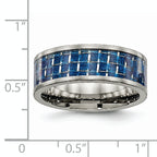 Blue Carbon Fiber Inlay Wedding Band in Titanium, 8mm