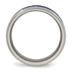 Beveled Wedding Band in Titanium with Blue Carbon Fiber Inlay, 8mm