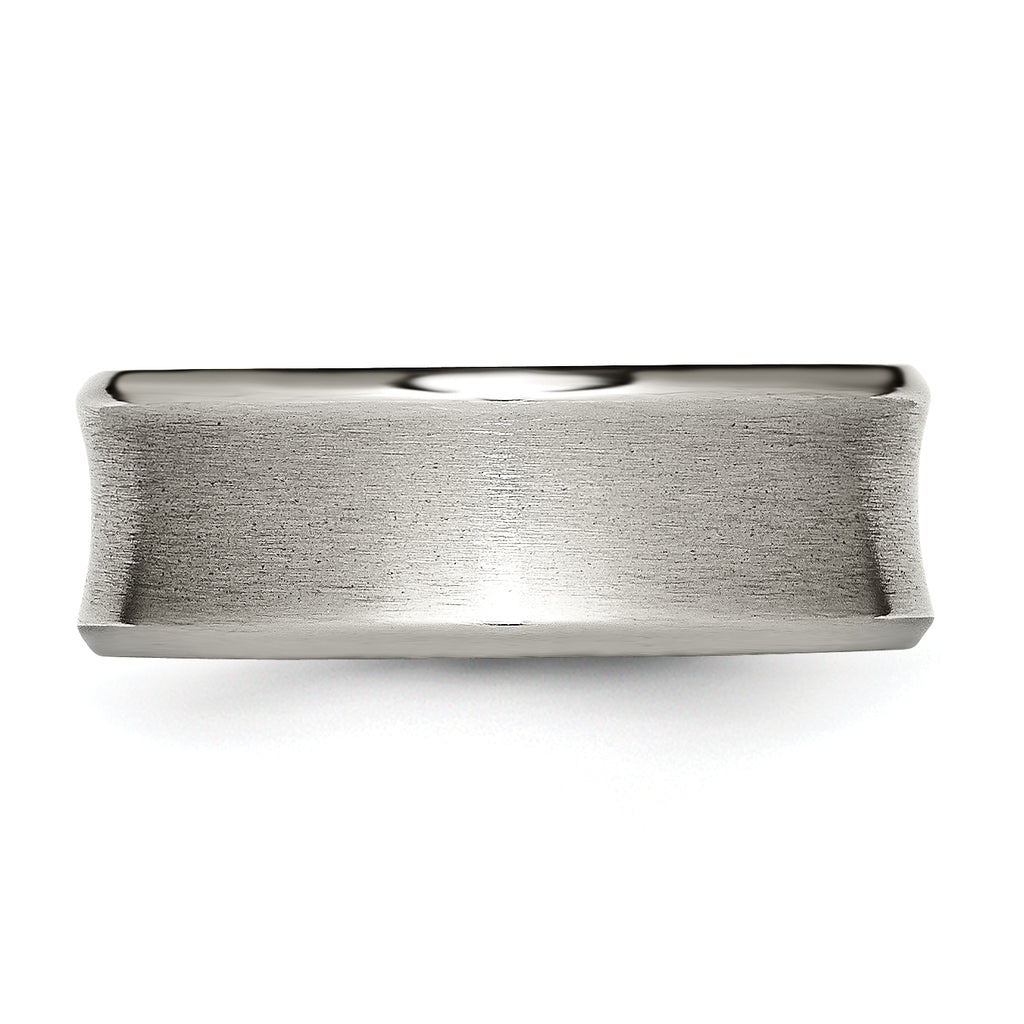 Concave Beveled-Edge Wedding Band in Titanium, 8mm