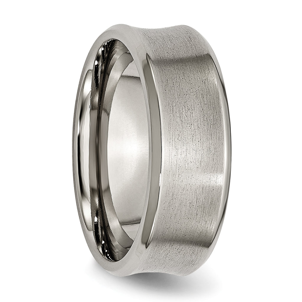 Concave Beveled-Edge Wedding Band in Titanium, 8mm